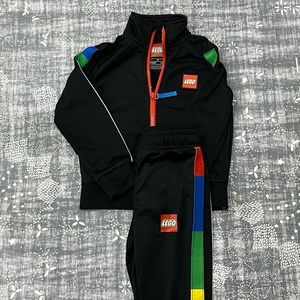 Lego Brand Black Tracksuit with Multi-Colored Side Stripes (Toddler)
